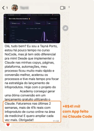 Depoimento gerou R$41 mil com App feito no Claude Code