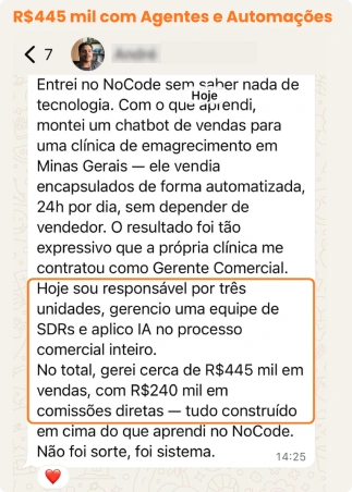 Depoimento gerou R$445 mil com Agentes e Automações